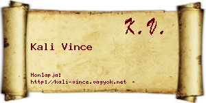Kali Vince névjegykártya